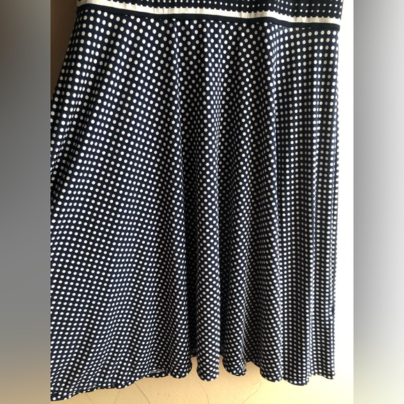 Maison Jules Mid Poko Dots Women Sleeveless Blue White Dress Size Large - Picture 3 of 9